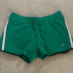 Vintage Nike Green Athletic Shorts with Drawstring Waistband